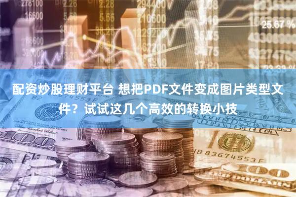 配资炒股理财平台 想把PDF文件变成图片类型文件?试试这几个高效的转换小技